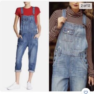 - Hidden Jeans Bailey Medium Wash Boyfriend Overalls Size M like new